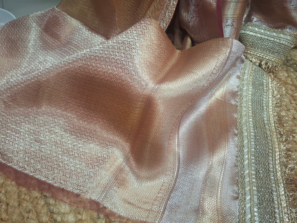 Wine and gold Pure Diamond Tissue Silk Banarasi saree