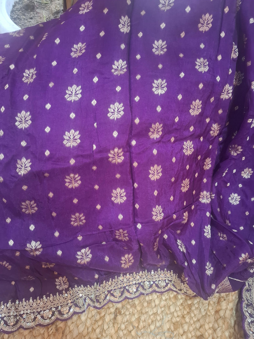 Shades of Purple Pure Khaddi Banarasi Saree