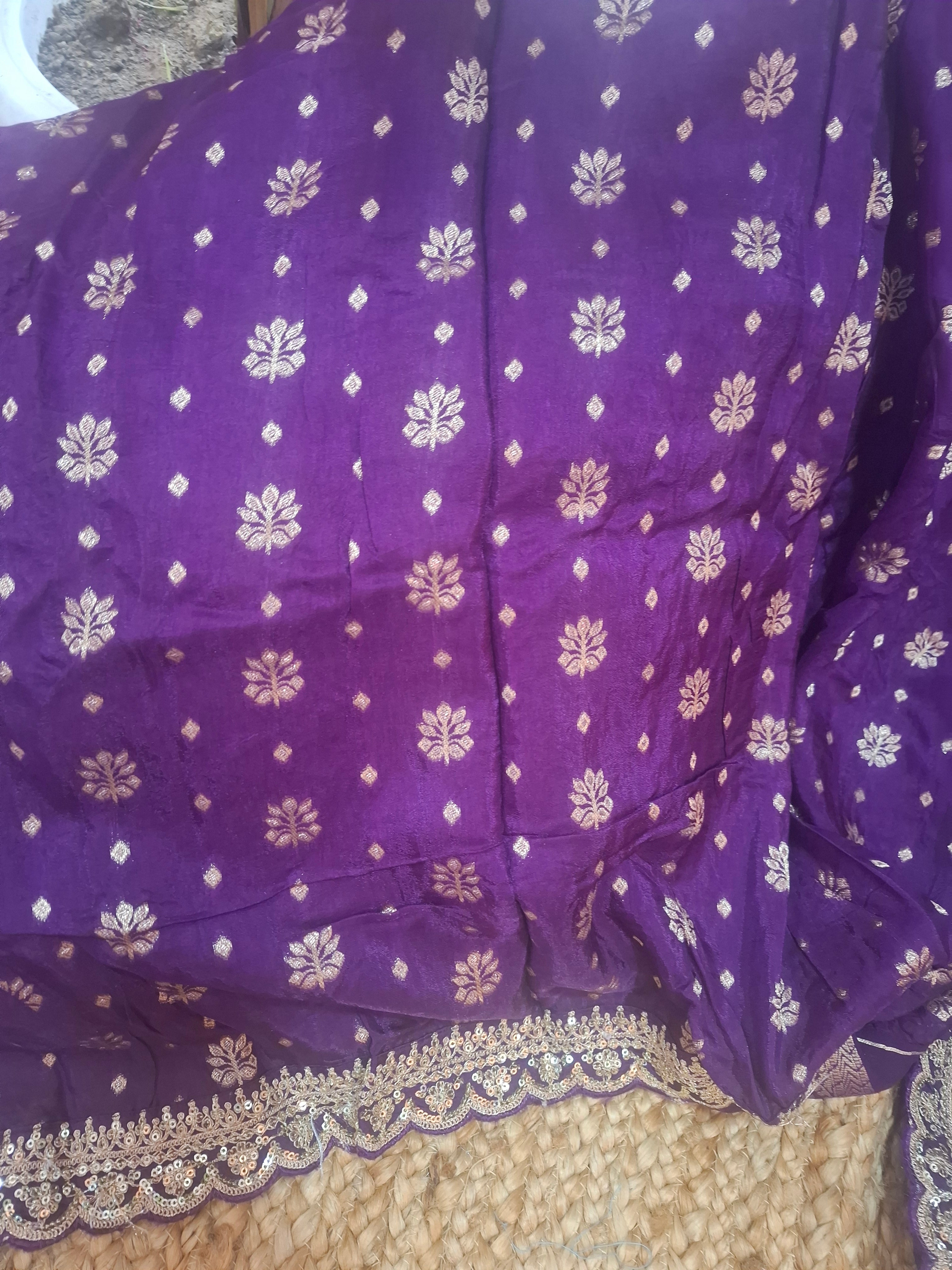 Shades of Purple Pure Khaddi Banarasi Saree
