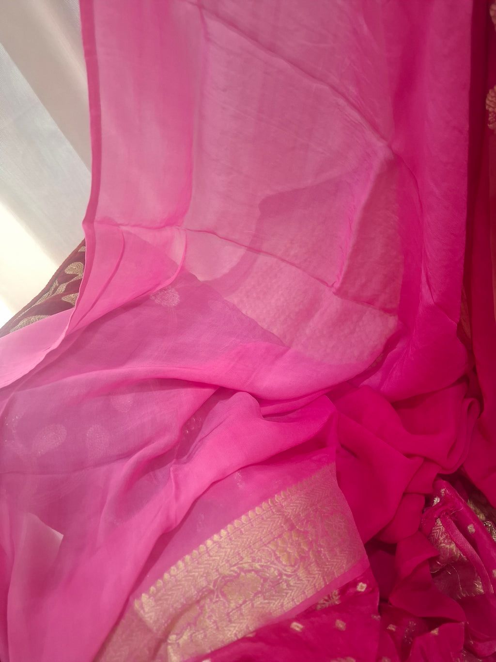 Shades of Pink Pure Khaddi georgette Banarasi Saree