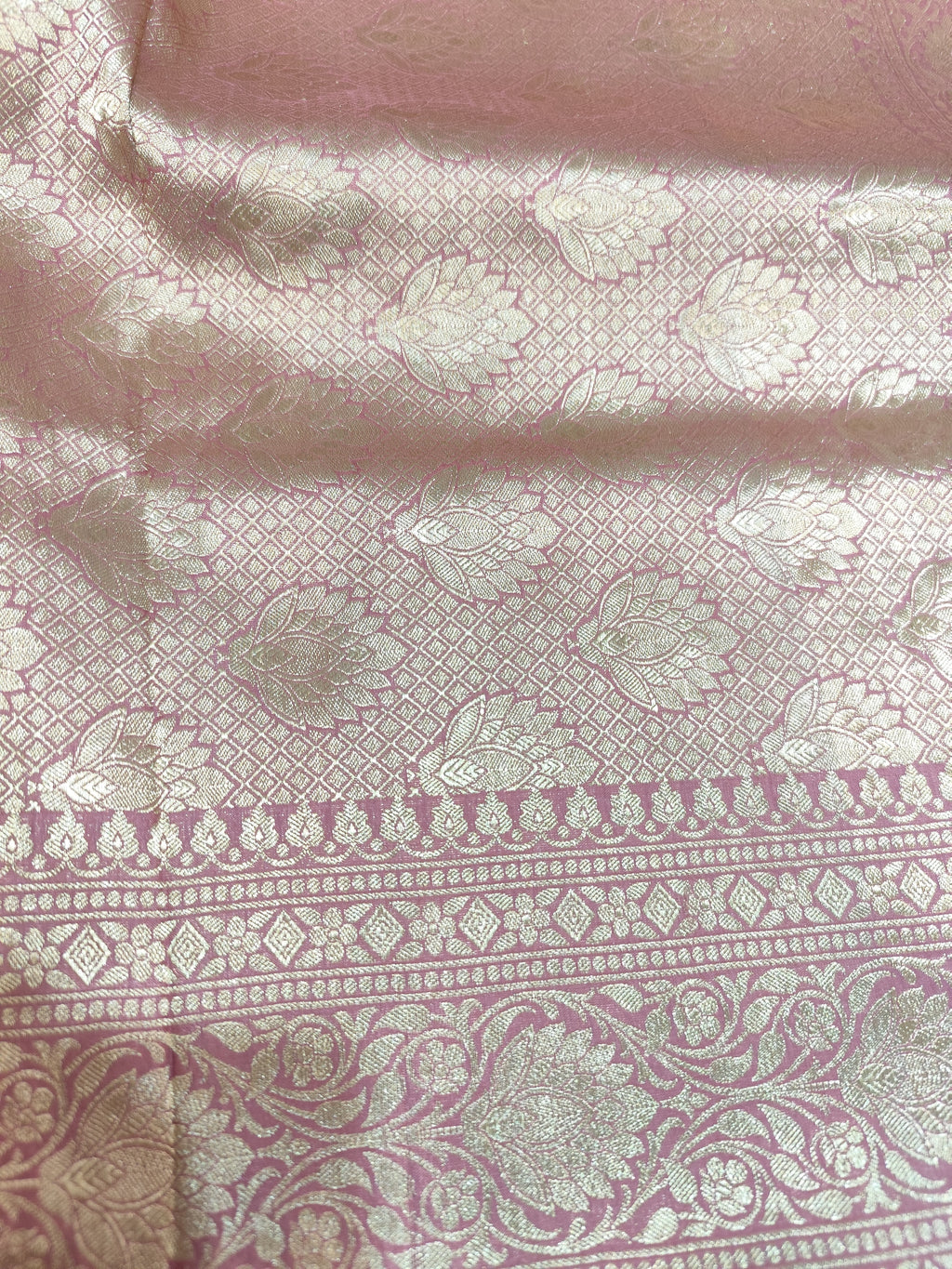 Mauve-Pink Pure Katan Handloom Banarasi Saree