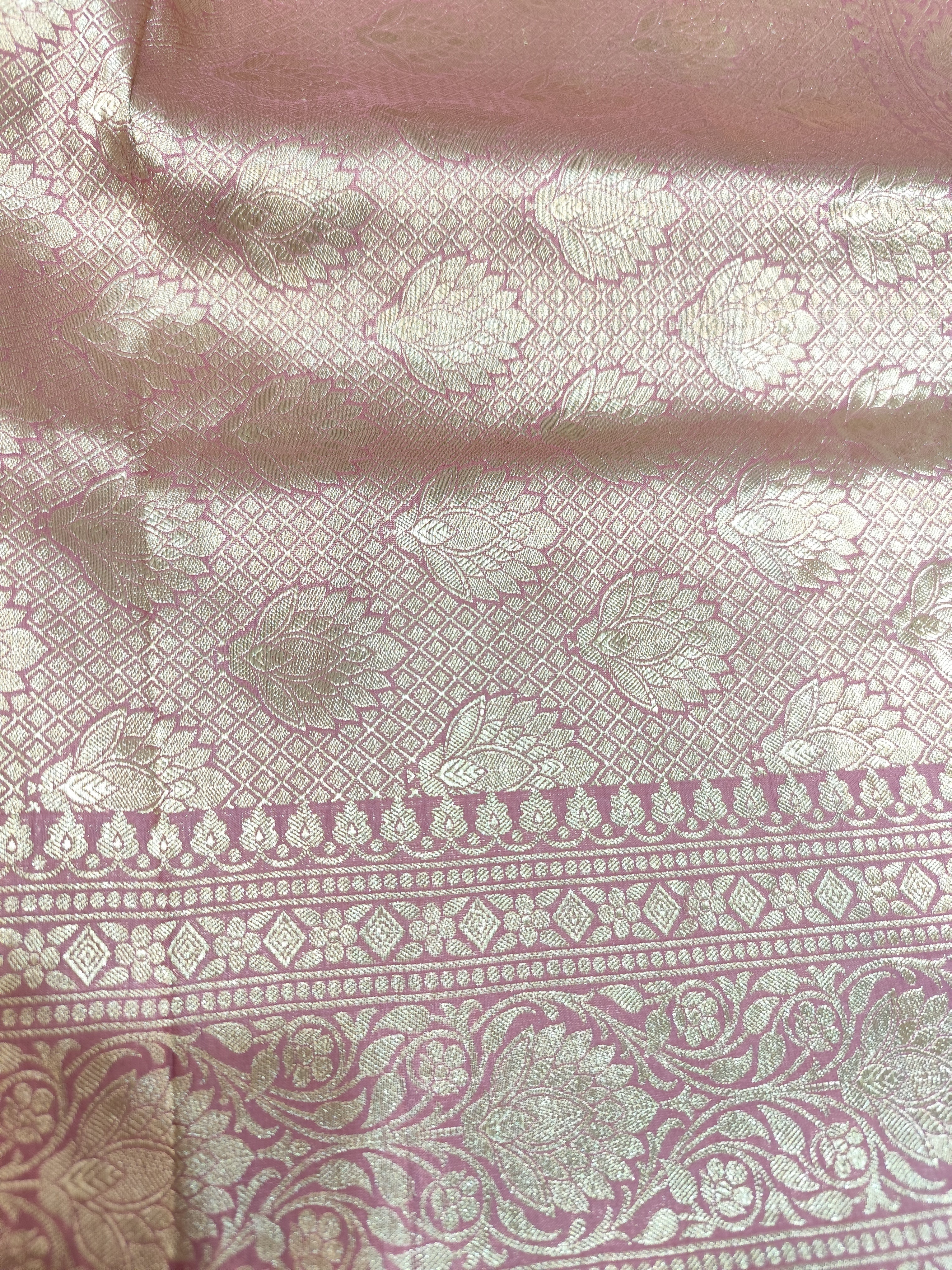 Mauve-Pink Pure Katan Handloom Banarasi Saree