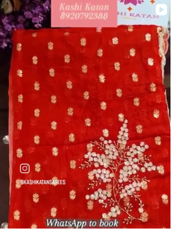Pink color Chinon Chiffon saree with pearl, sequin and zari border