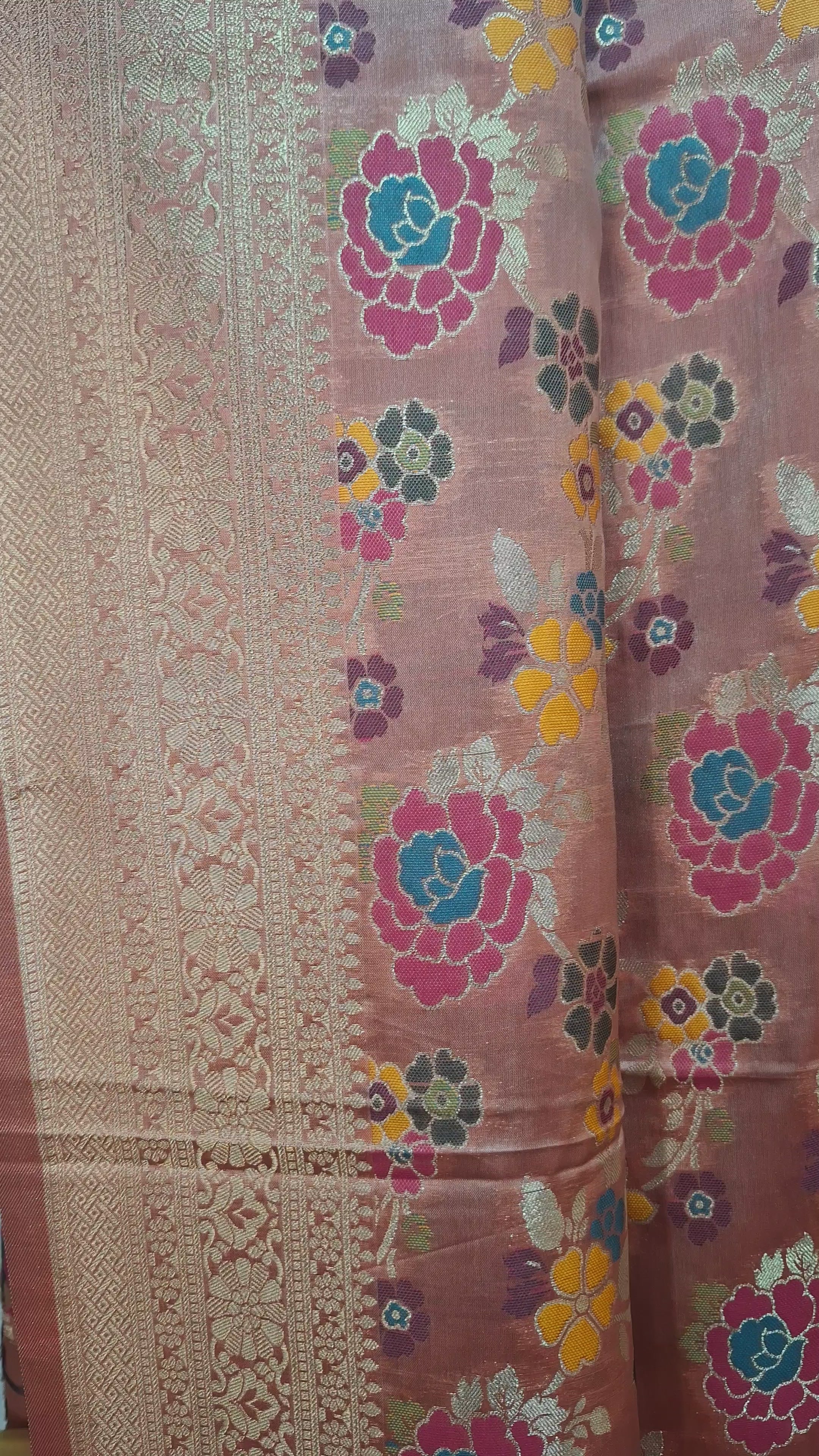 Pinkish-Mauve Russian Silk Banarasi saree