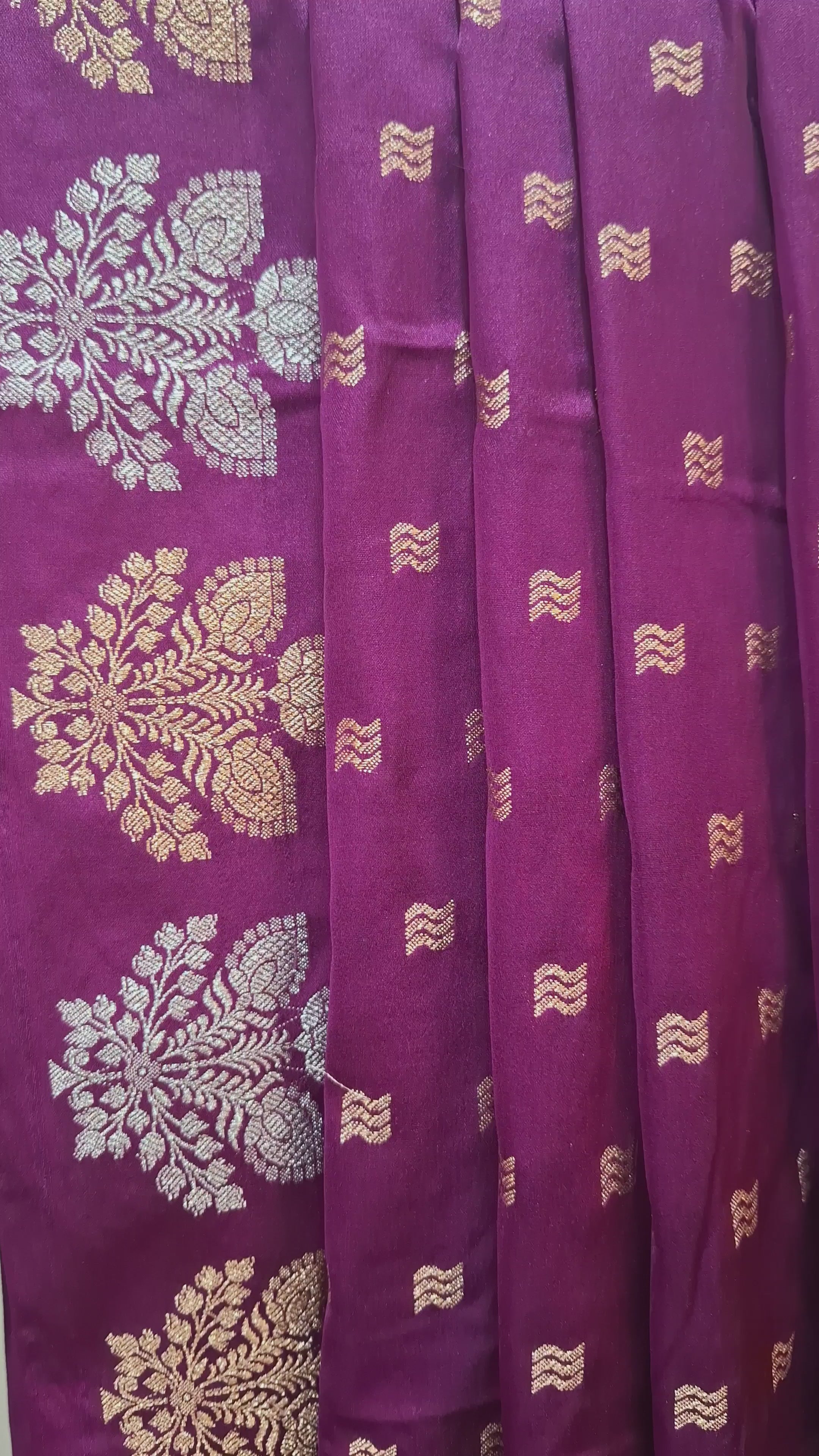 Purple Satin Silk Banarasi Saree