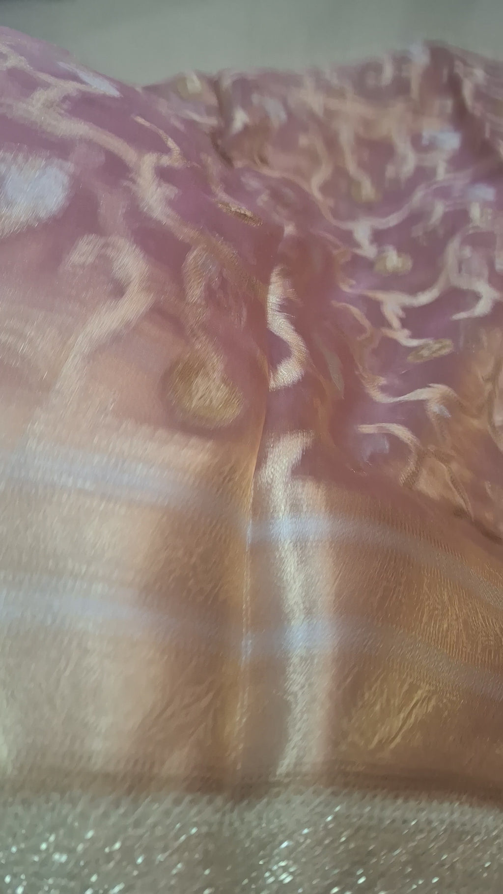 Pink and gold Pure Diamond Tissue Silk Banarasi Saree