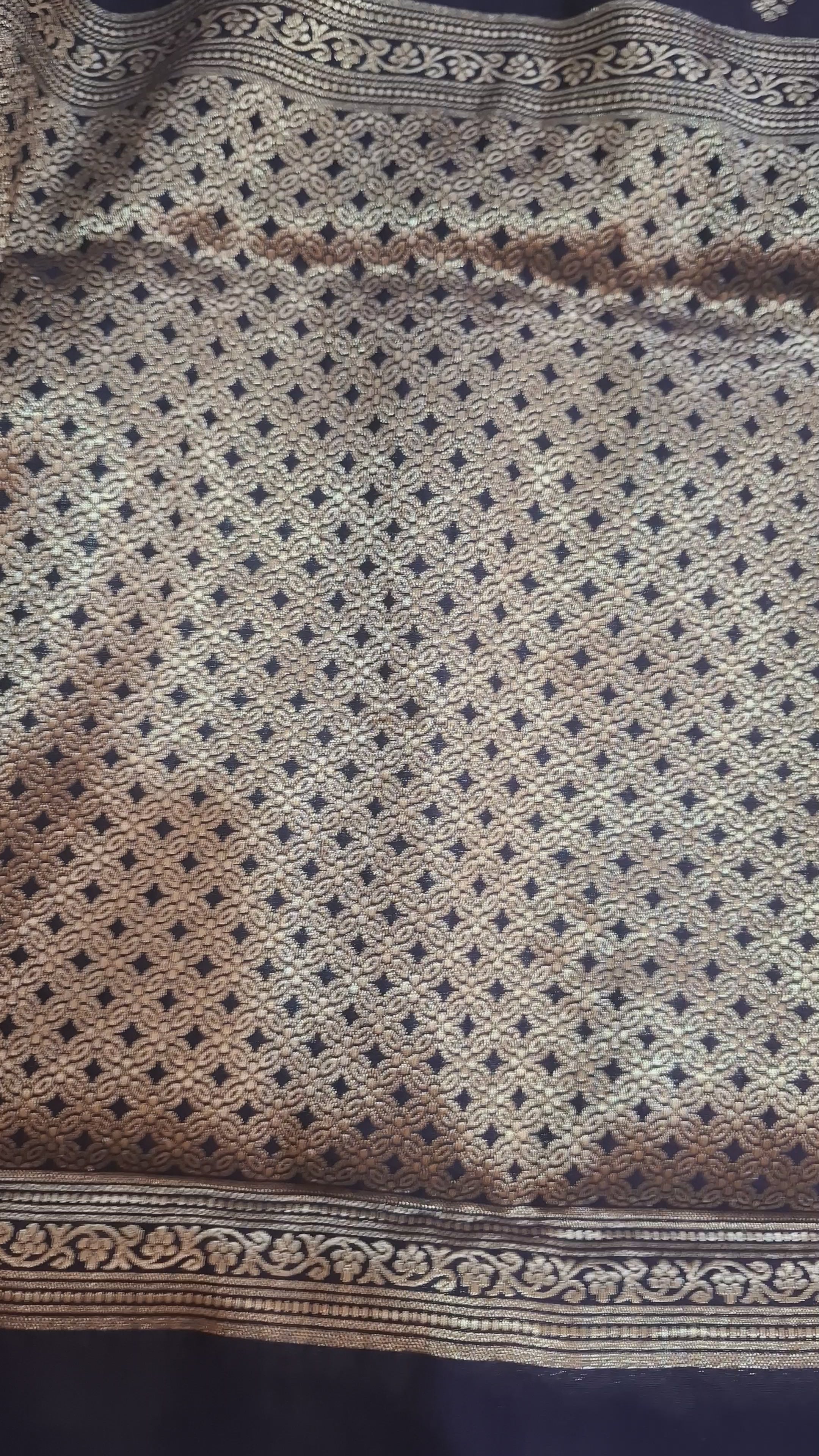 Navy blue silver zari bandhni design Banarasi silk saree