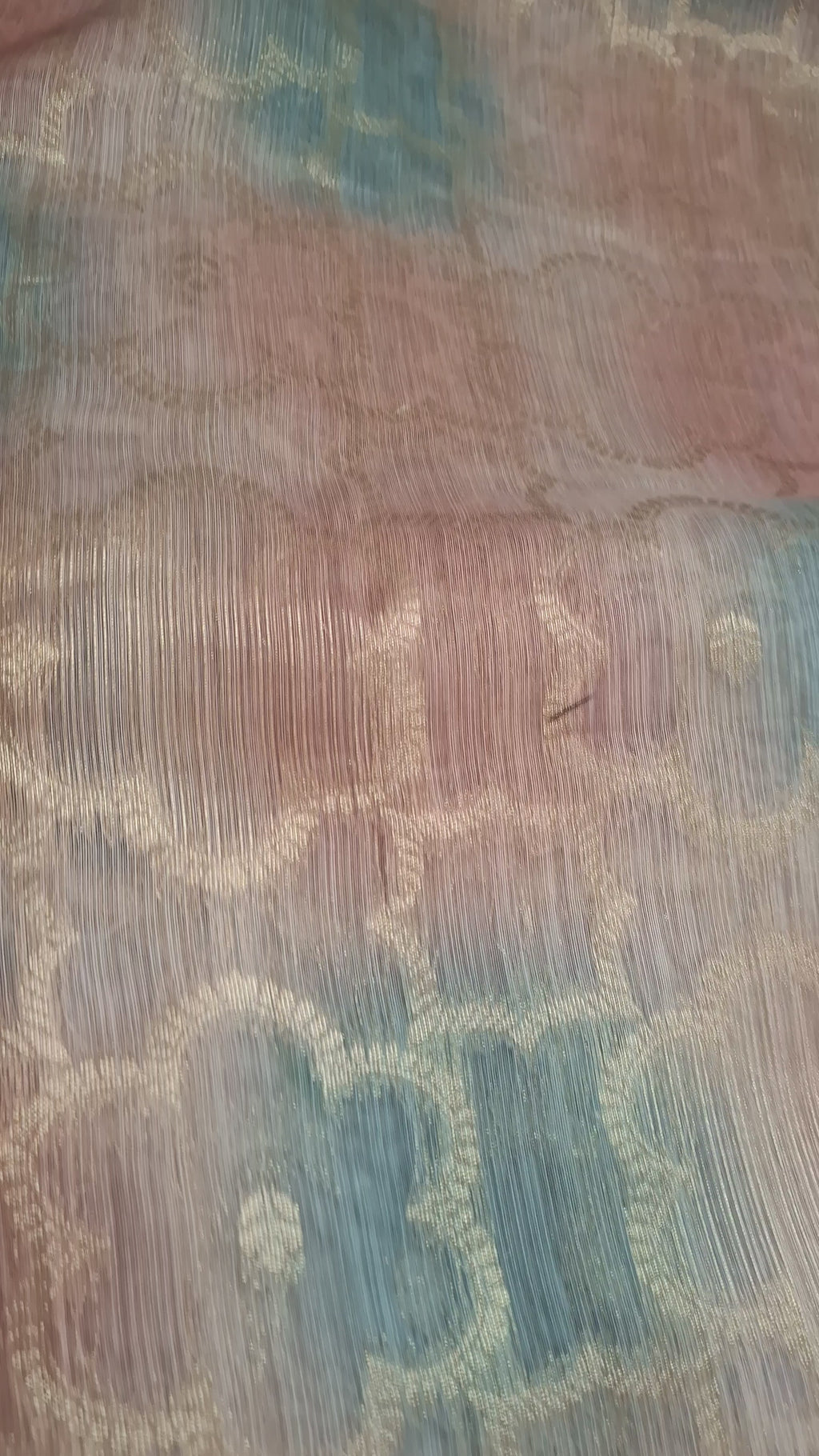 Peach blue Kora Tissue Banarasi Silk saree