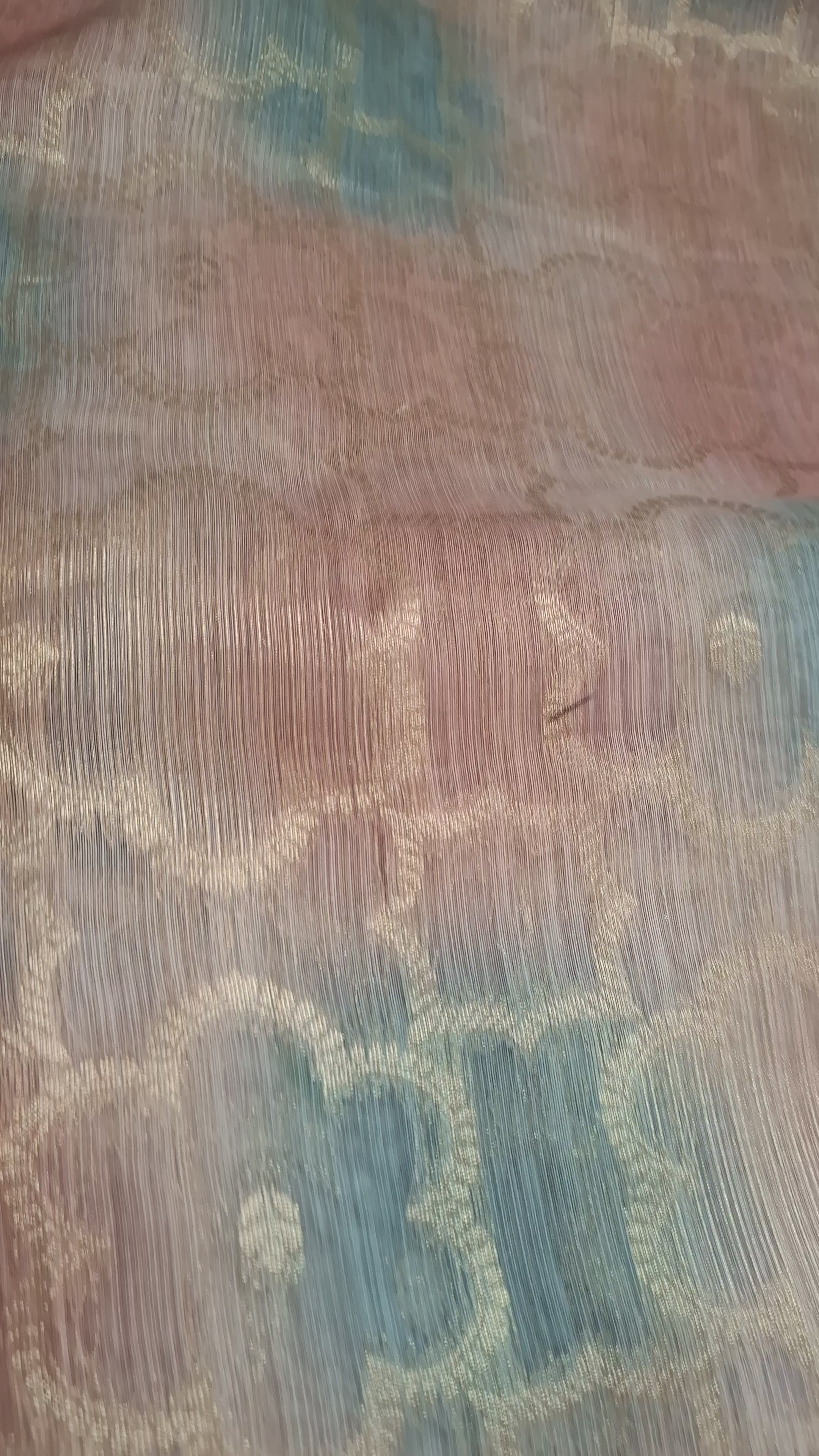Peach blue Kora Tissue Banarasi Silk saree