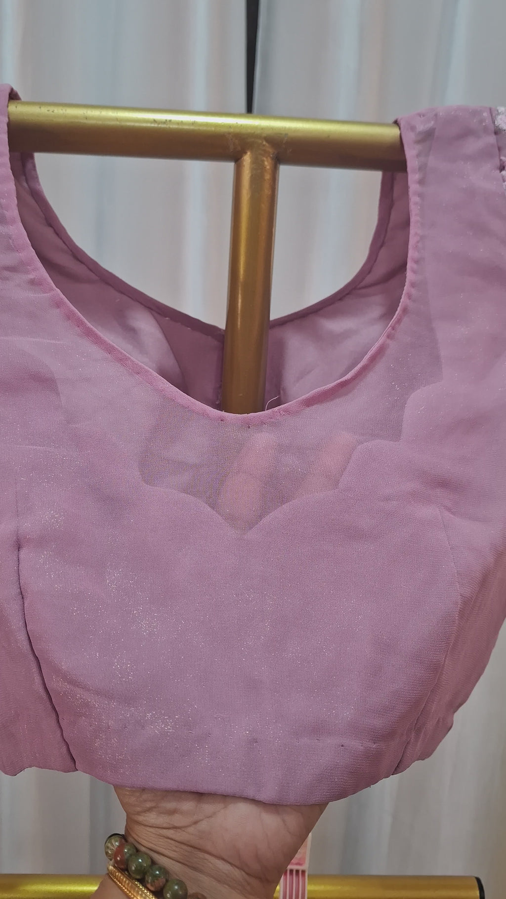 Shimmer georgette Pink Saree ready to wear with silver embroidered border