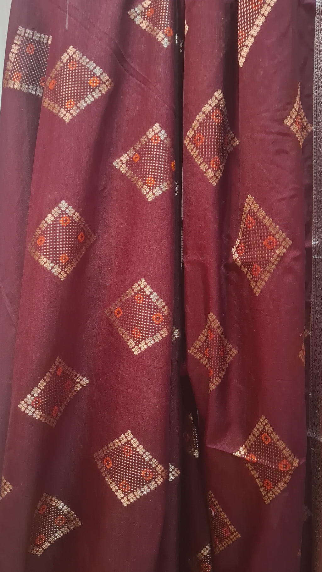 Maroon-Wine Banarasi silk saree