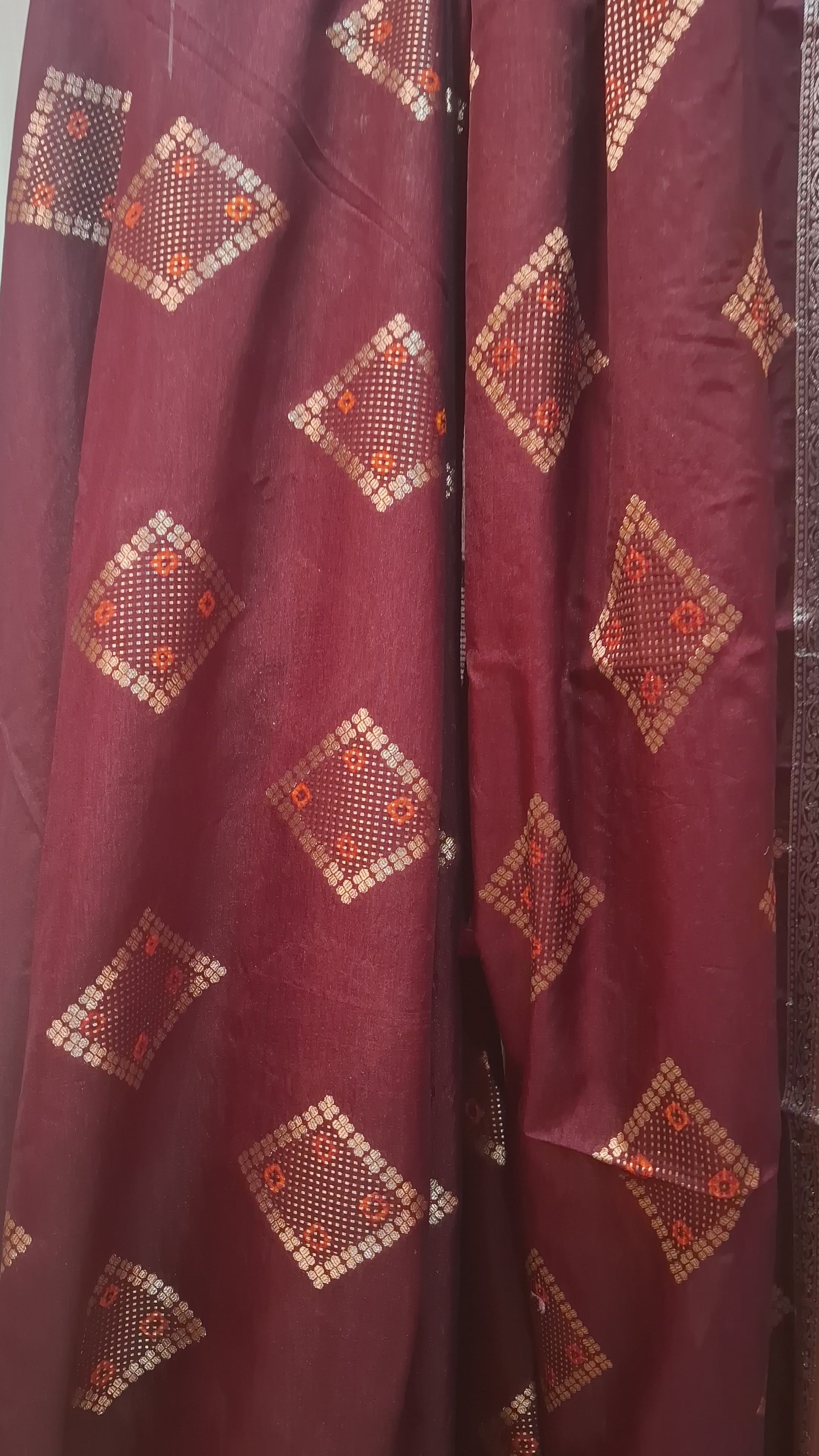 Maroon-Wine Banarasi silk saree