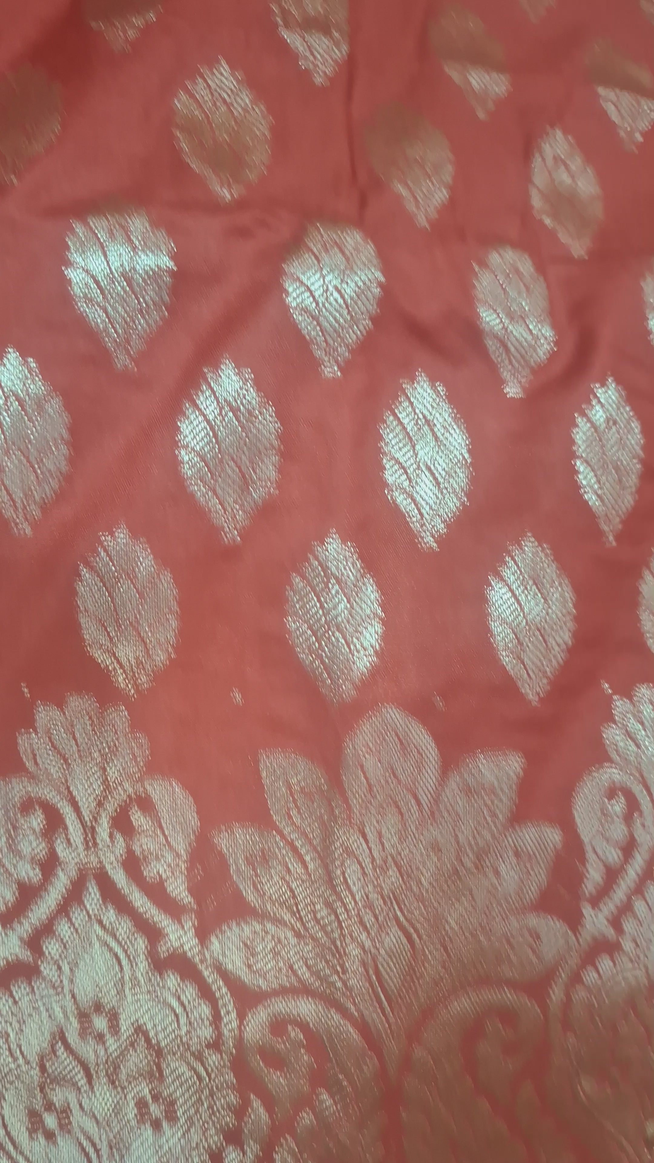Red Banarasi premium katan dress material