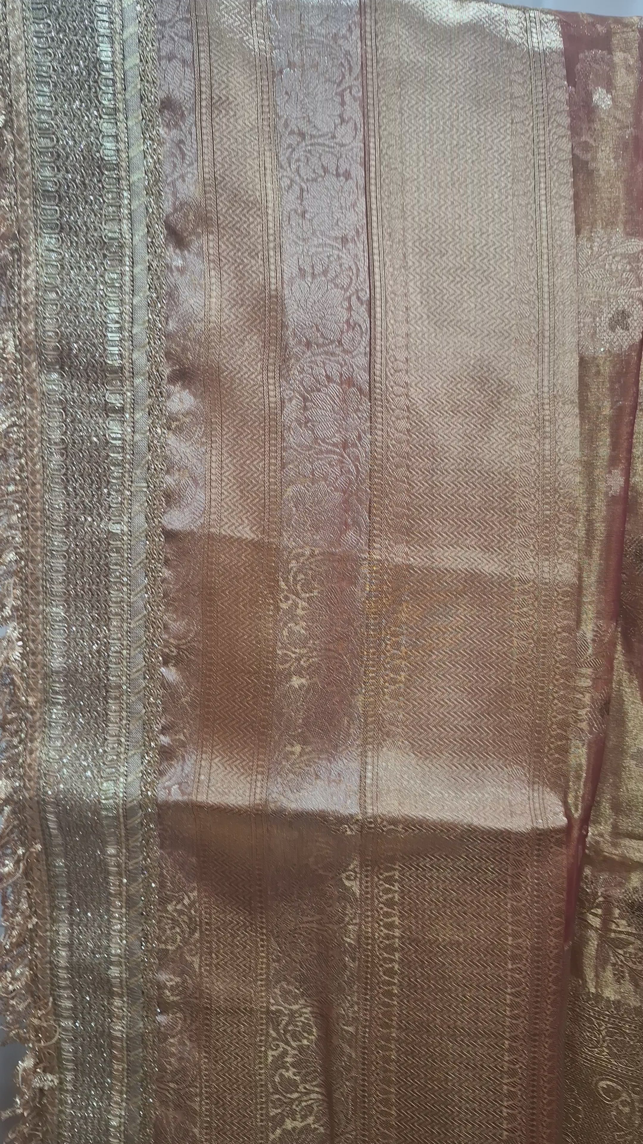 Wine and gold Pure Diamond Tissue Silk Banarasi saree
