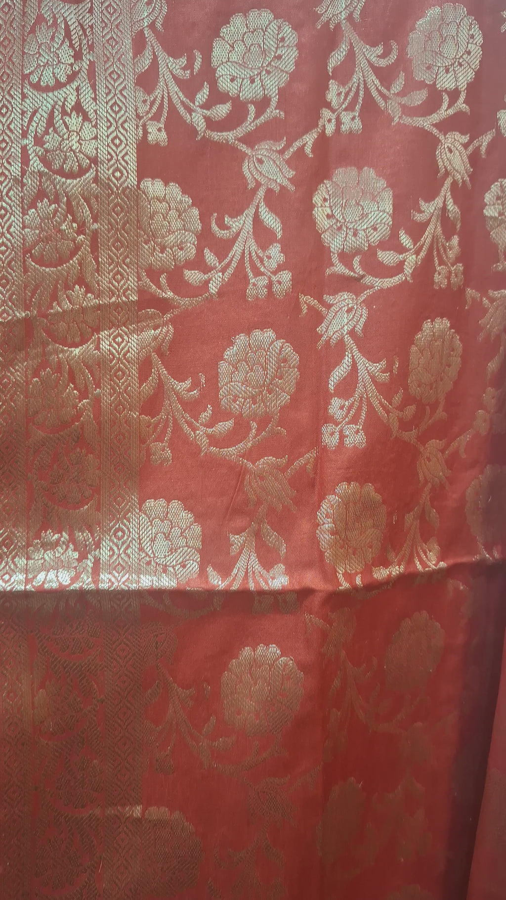 Red Banarasi premium katan dress material