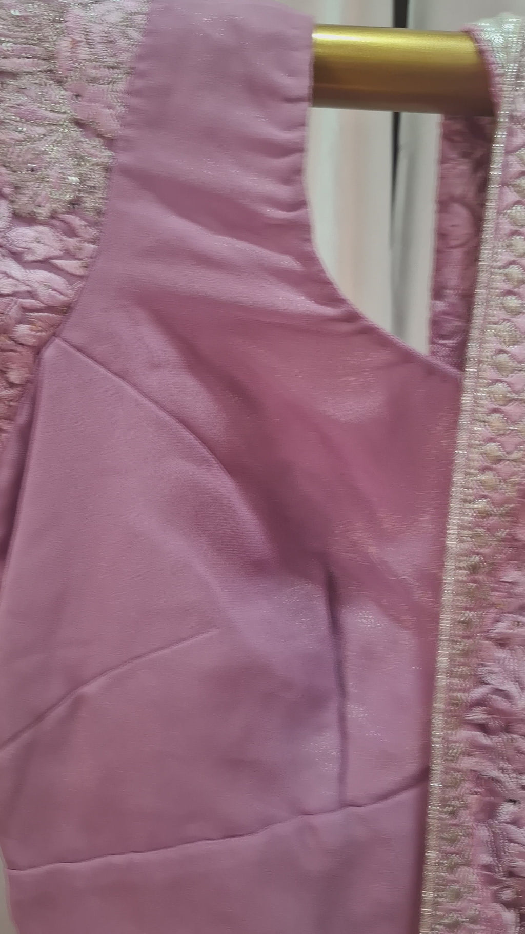 Shimmer georgette Pink Saree ready to wear with silver embroidered border