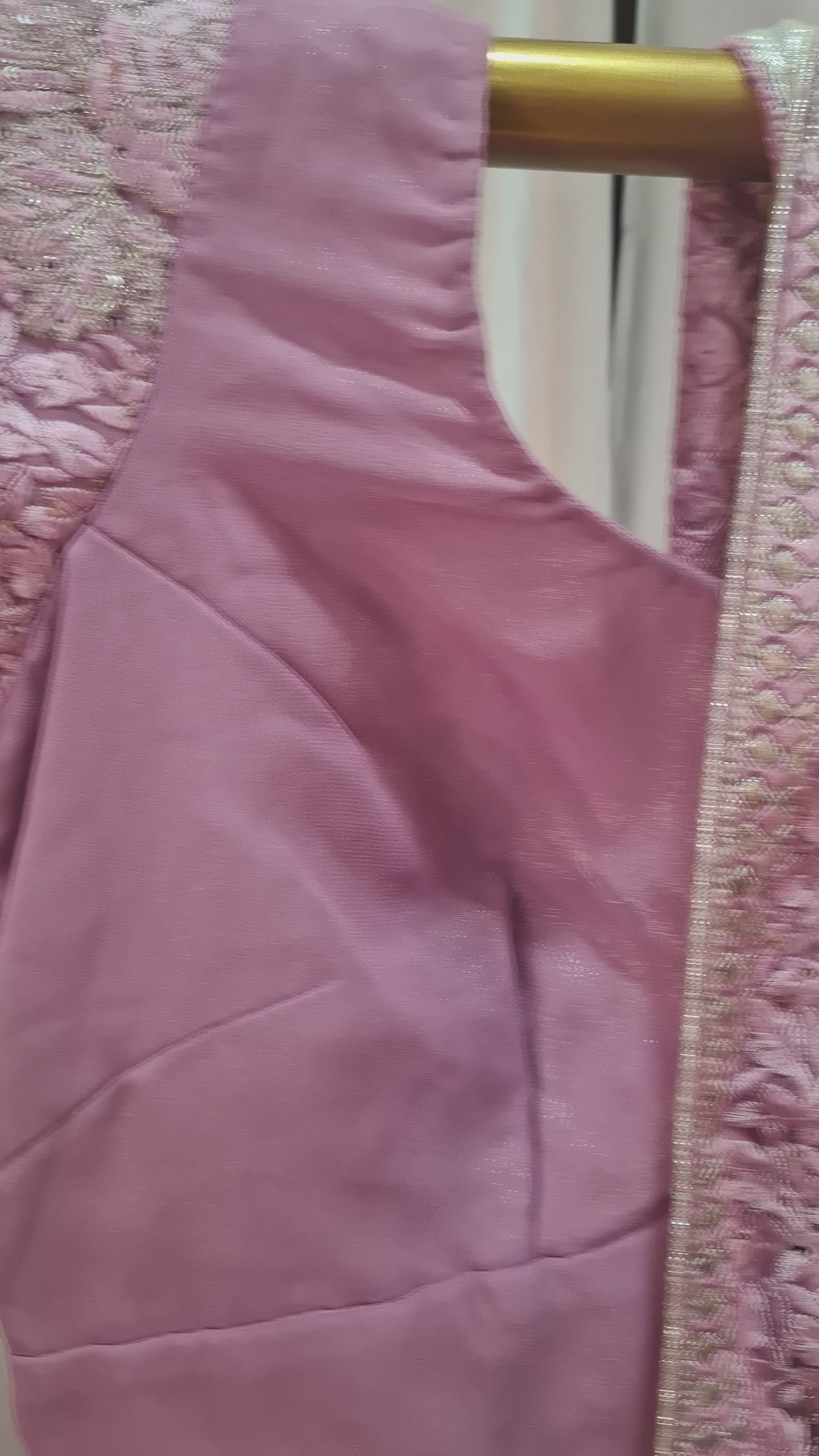 Shimmer georgette Pink Saree ready to wear with silver embroidered border