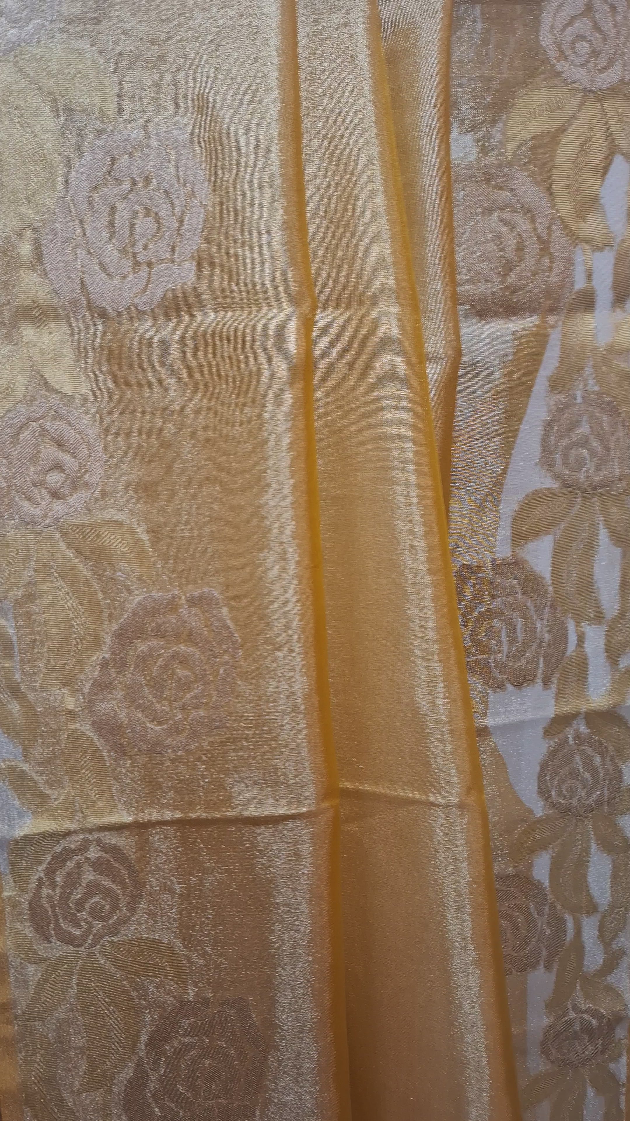 Yellow premium Tissue silk Banarasi saree