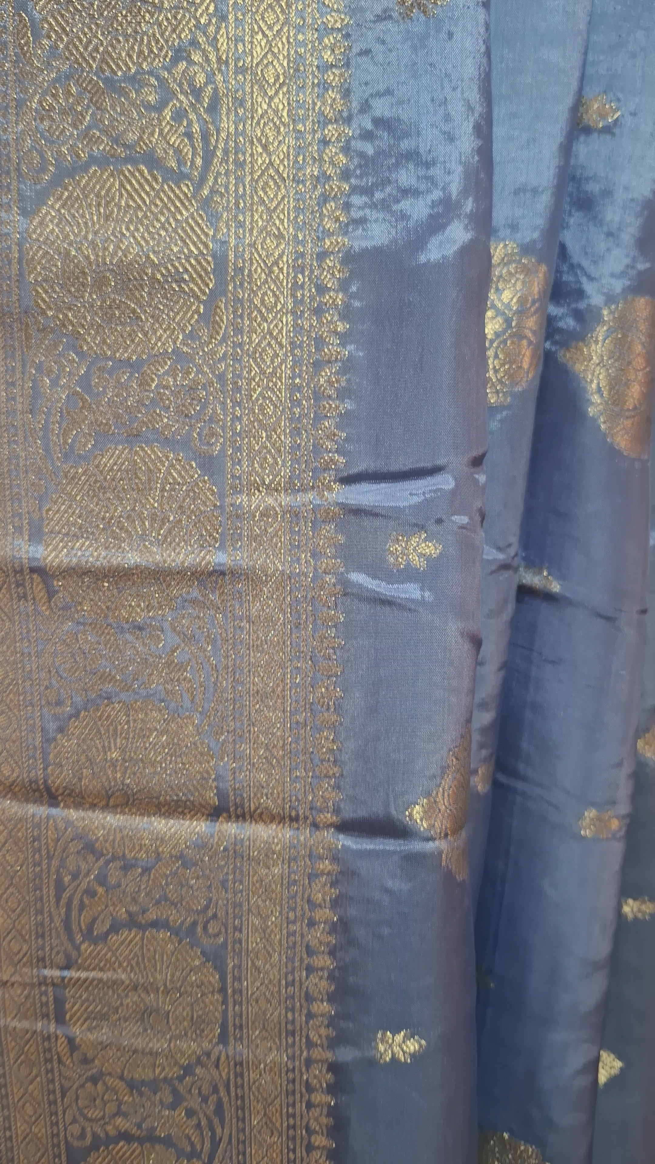 Powder Blue Premium semi-katan silk Banarasi saree