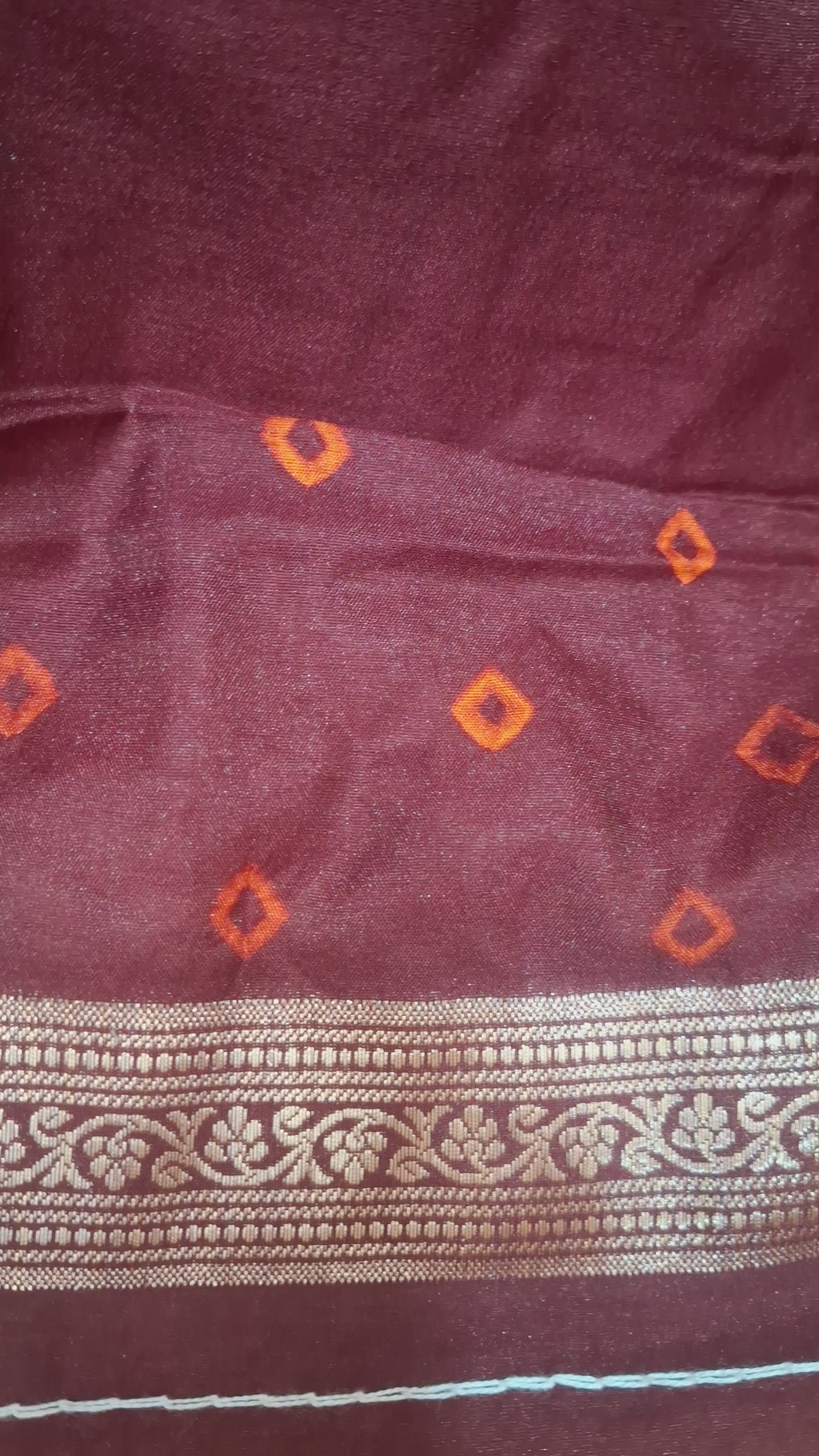 Maroon-Wine Banarasi silk saree